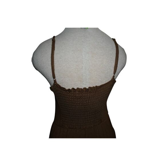 Evereve Brown Midi Dress – Size M – Smocked Back, Spaghetti Straps, Pockets - Picture 10 of 10